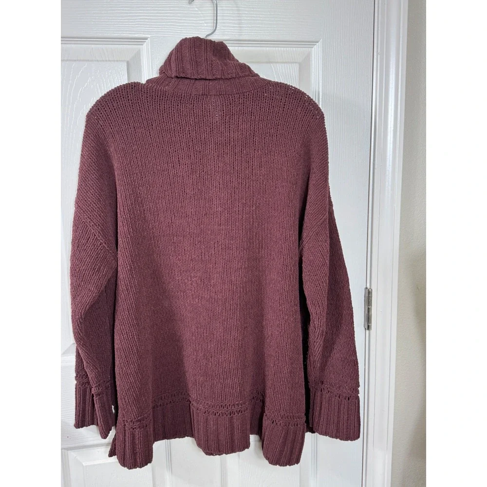 Aerie Oversized Tunic Sweater Cowl Neck Long Sleeve Cozy Casual‎ Maroon M/M